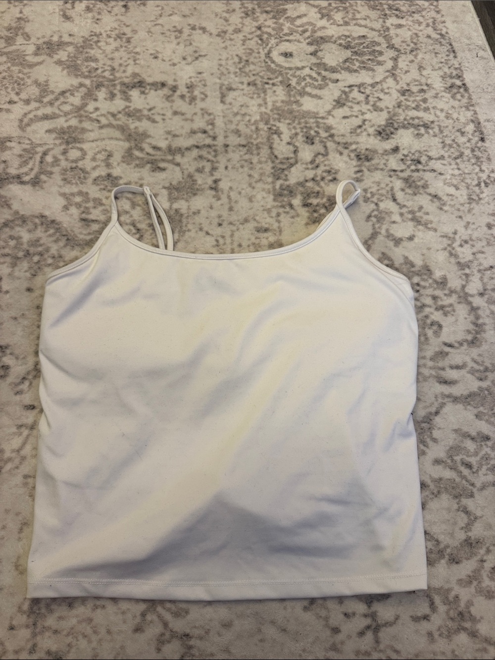 Women's White Spaghetti Strap Camisole Tank With Built in Bra